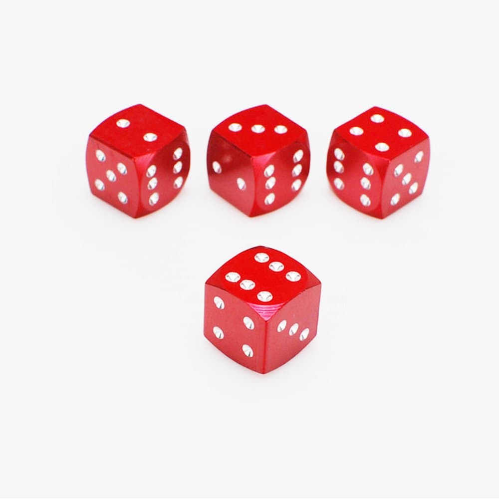 vylymuses Black Dice Style Valve Cap Air Cap for Tires Car Tire Stem Valve Caps Aluminium Car Dustproof Caps Tire Wheel Stem Air Valve Caps for Cars & Bikes (Red)