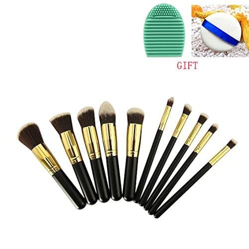 Smilesun vSynthetic Makeup Brushe - 10 Piece Black / Gold