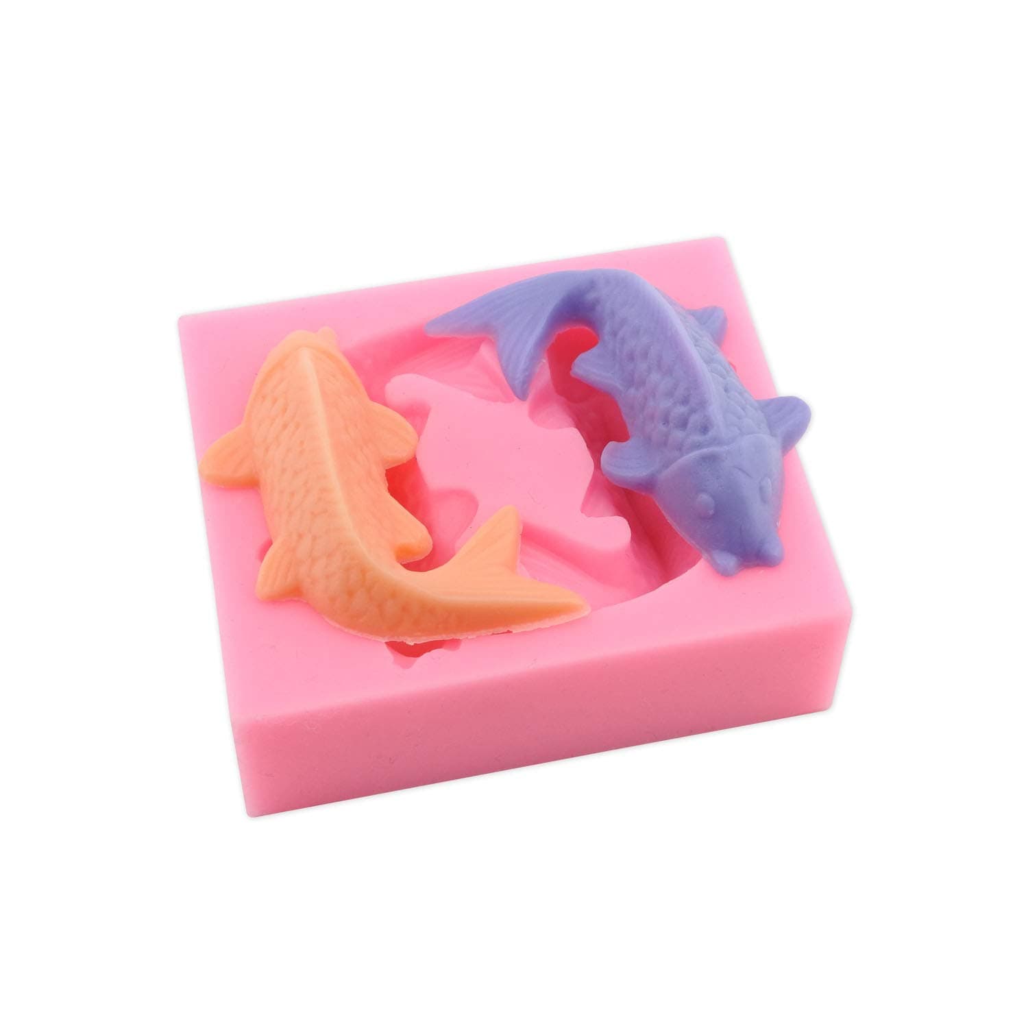 Chokxus Fish Mold Silicone Koi Fish Goldfish Mold for Fondant, Cake Decorating, Sculpting Modeling (Small, 2-cavity)