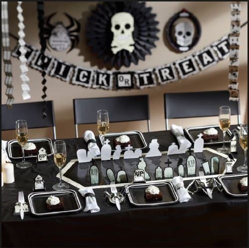 Halloween Party Kit - 24-piece Black & White Graveyard Decorations