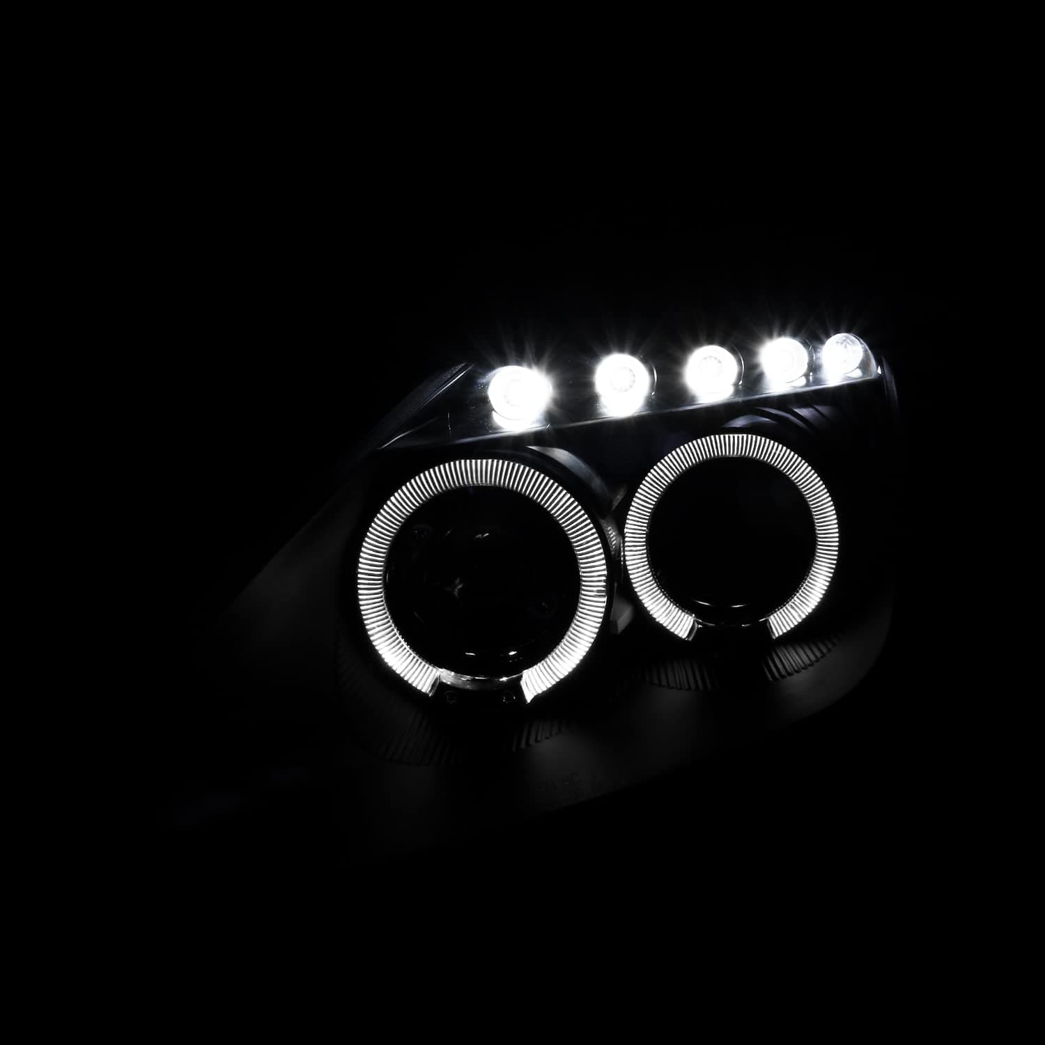 SPEC-D TUNING Black LED Dual Halo Projector Headlights Compatible with 2000-2005 Toyota Celica, Left + Right Pair Headlamps Assembly