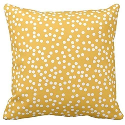 Muyankissu Cute Polka Dot Pillow case | Mustard Yellow and White