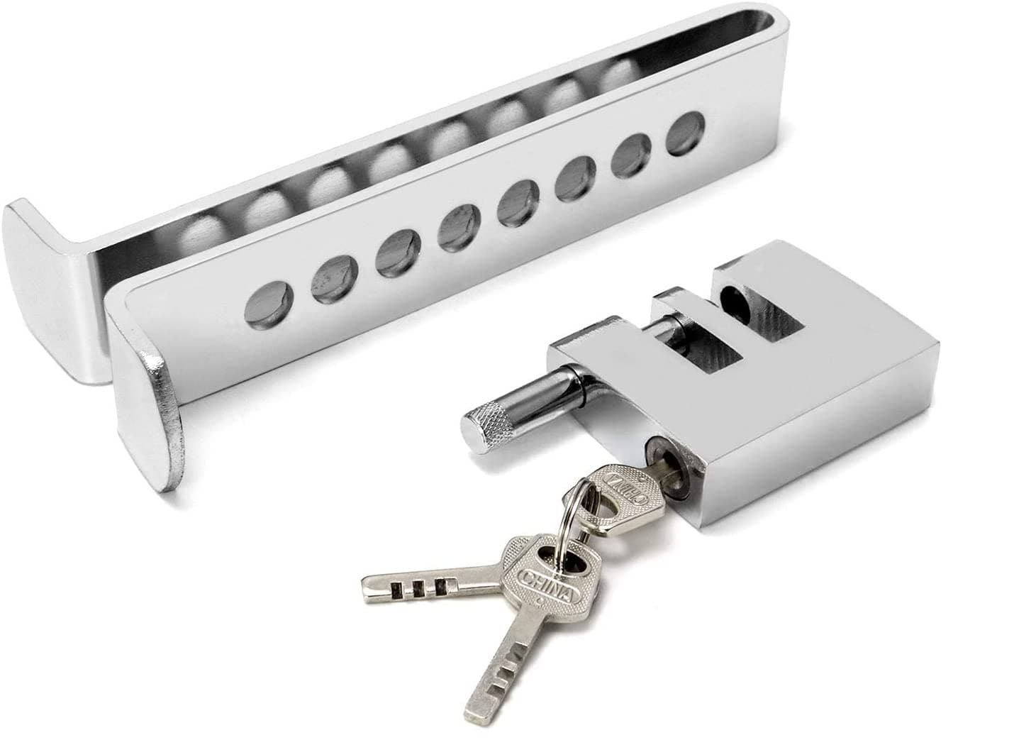 ECHOZONE General Car Anti-Theft Brake Clutch Lock, Heavy Duty Stainless Steel, Portable, Key Lock, Automotive Steering Wheel Locking Device, Silver