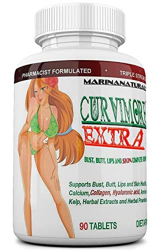 CURVIMORE Extra Breast Enlargement, Butt Enhancement, Bust Enhancement, Lip Plumping and Skin Tightening. Get Larger, Fuller, Firmer Breasts, Butts, Lips and Skin. 90 Tablets