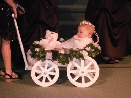 Small Flower Girl Pumpkin Wagon - Gloss White