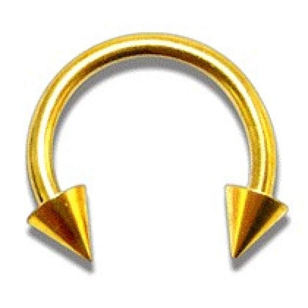 VOTREPIERCING Gold Anodized Circular Barbell w/Spikes Piercing Jewel - 1.2 x 10(3/8") x 3 mm