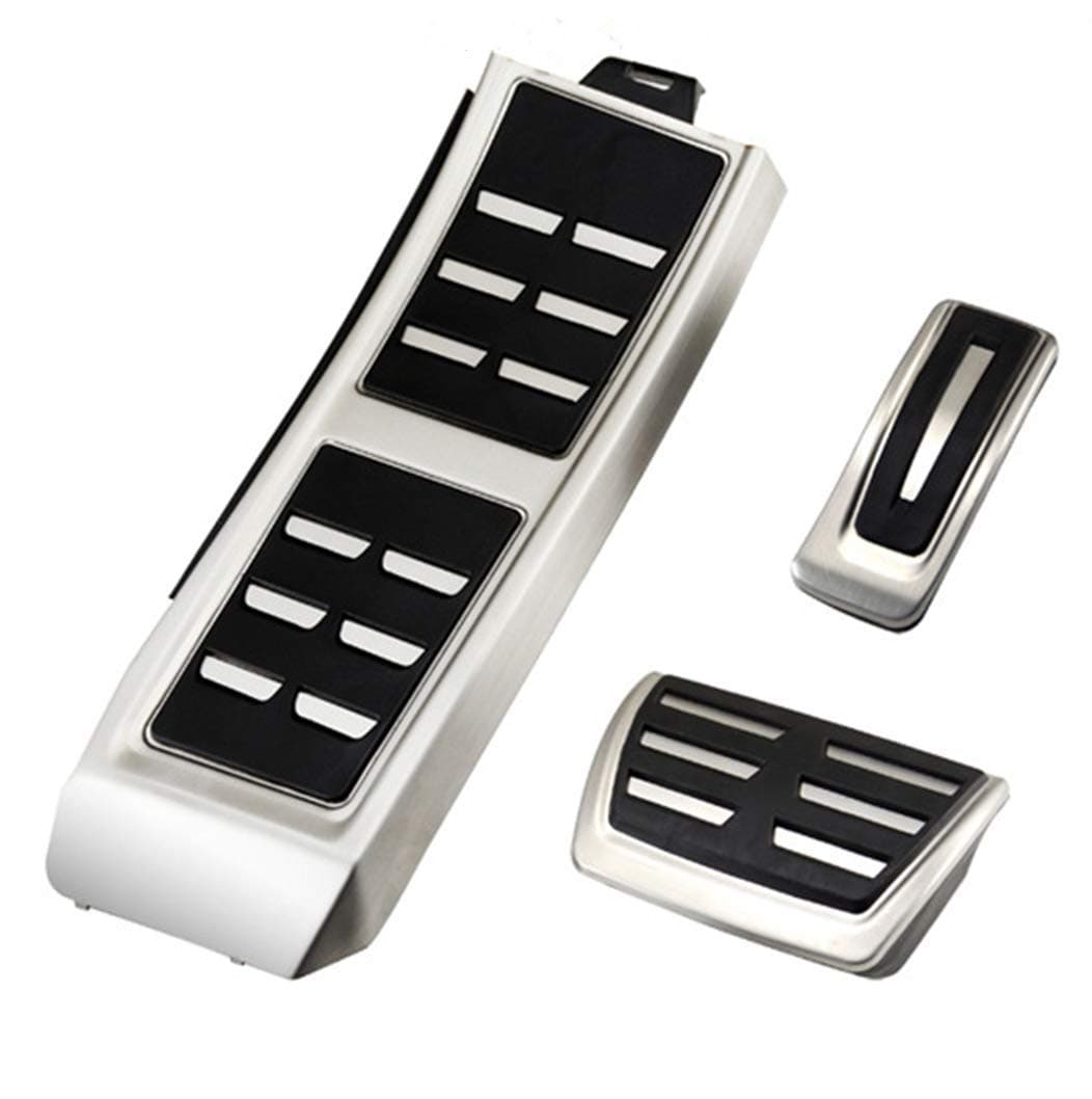 for Audi A4 S4 A5 A6 Q5 S5 2012-2014 Stainless Steel Accelerator No Drill Non-Slip Performance Car Rest Pedal Brake and Gas Pedal Covers Accessories Replacement Pedal Stainless Steel Pedals Set 3Pcs