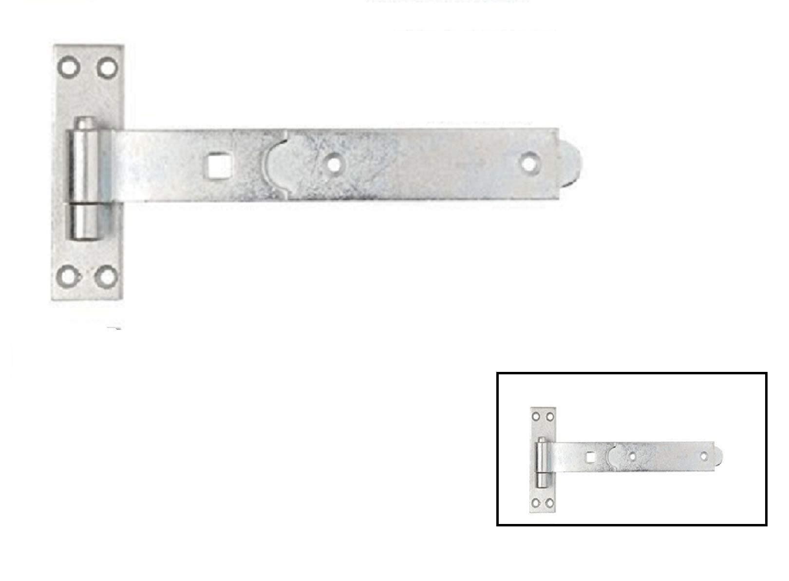 Gate Hinges Straight 300mm 12" Galvenised Heavy Duty Hook and Band Hinge