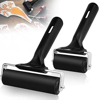 NALACAL Rubber Brayer Roller Set, 2 PCS Ink Printing and Glue Roller, Soft Rubber Rollers for Printmaking, Stamping, Scrapbooks, and Screen Printing, Easy-Grip Handle, 10cm & 6cm