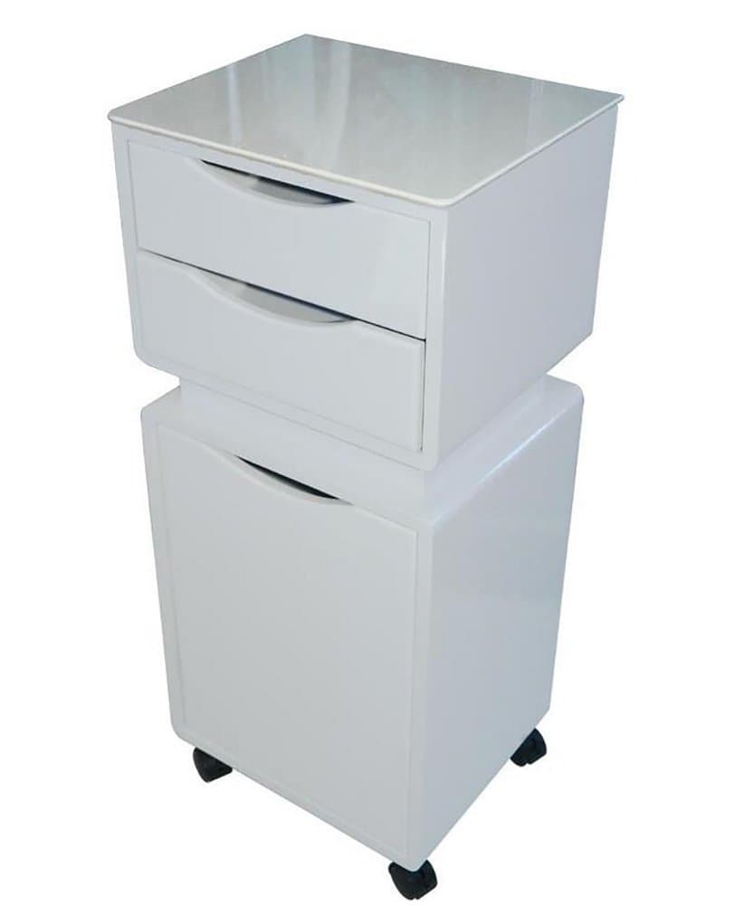 SalonTrolley Hairdressing Cart With 2 Drawers for Beauty Barber Accessory Tool Storage Trolley Cabinet Caster Box White