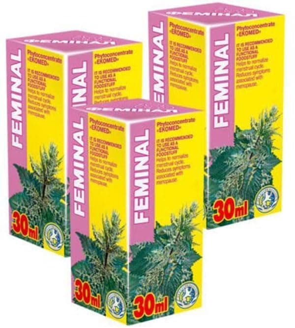 Feminal PhytoConcentrate Pack of 3-21 Day Course Natural Plant Extracts - Regulate Menstrual Cycle - Menopause - Hormonal Balance