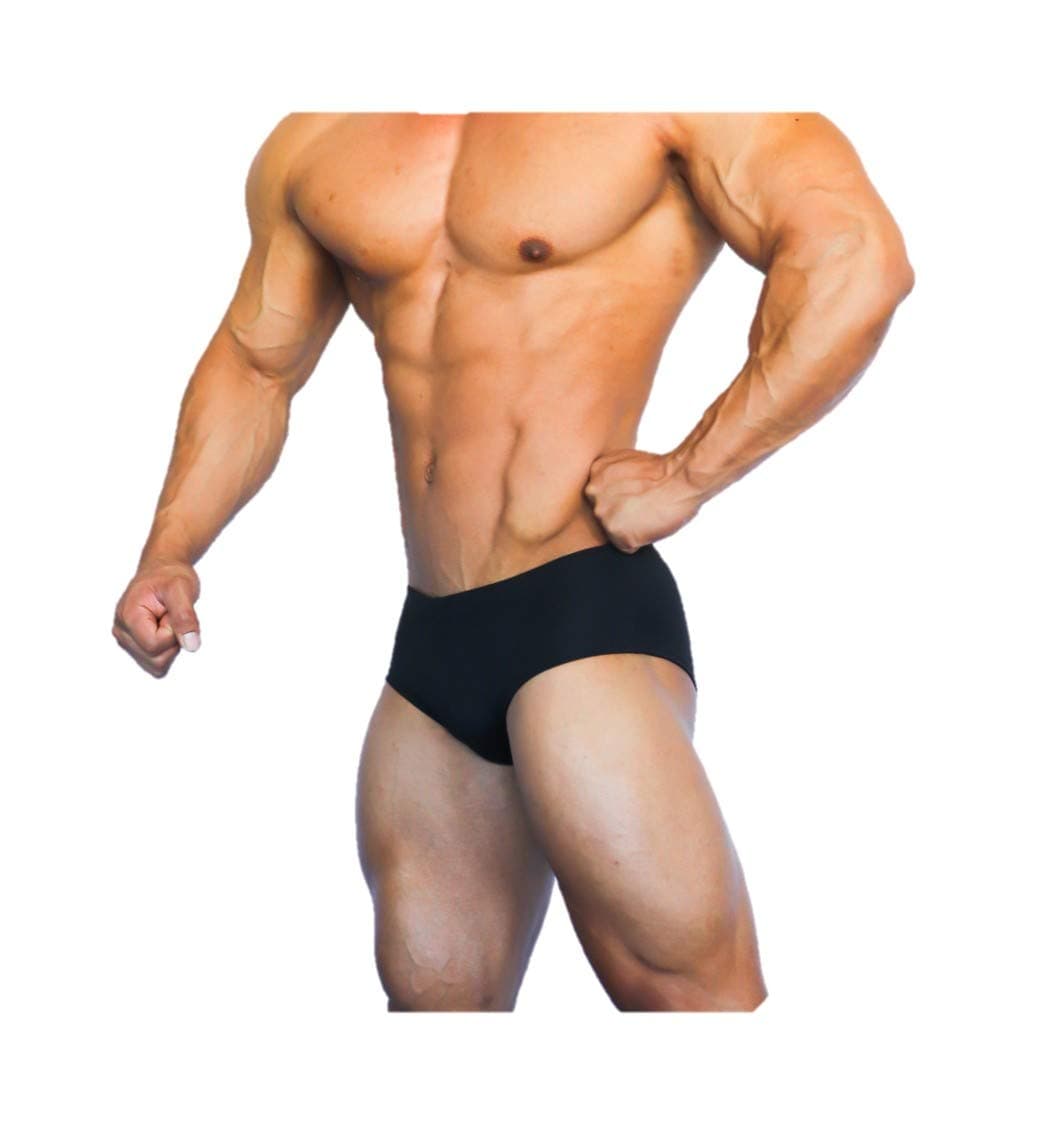 Classic Physique Shiny Trunks Classic Bodybuilding Suit Competition Suit Posing Suit Trunks (Small) Black