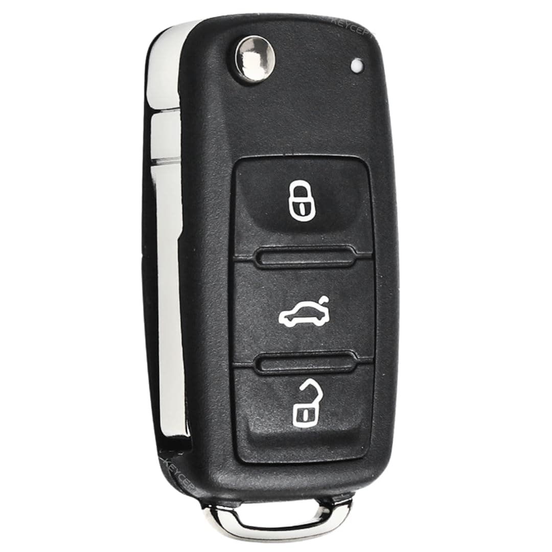 Keycept™ Skoda 3 Button Flip Key Shell fit for Octavia, Laura, Superb, Fabia, Rapid, Polo, Vento, Jetta, Ameo, Passat (Key)