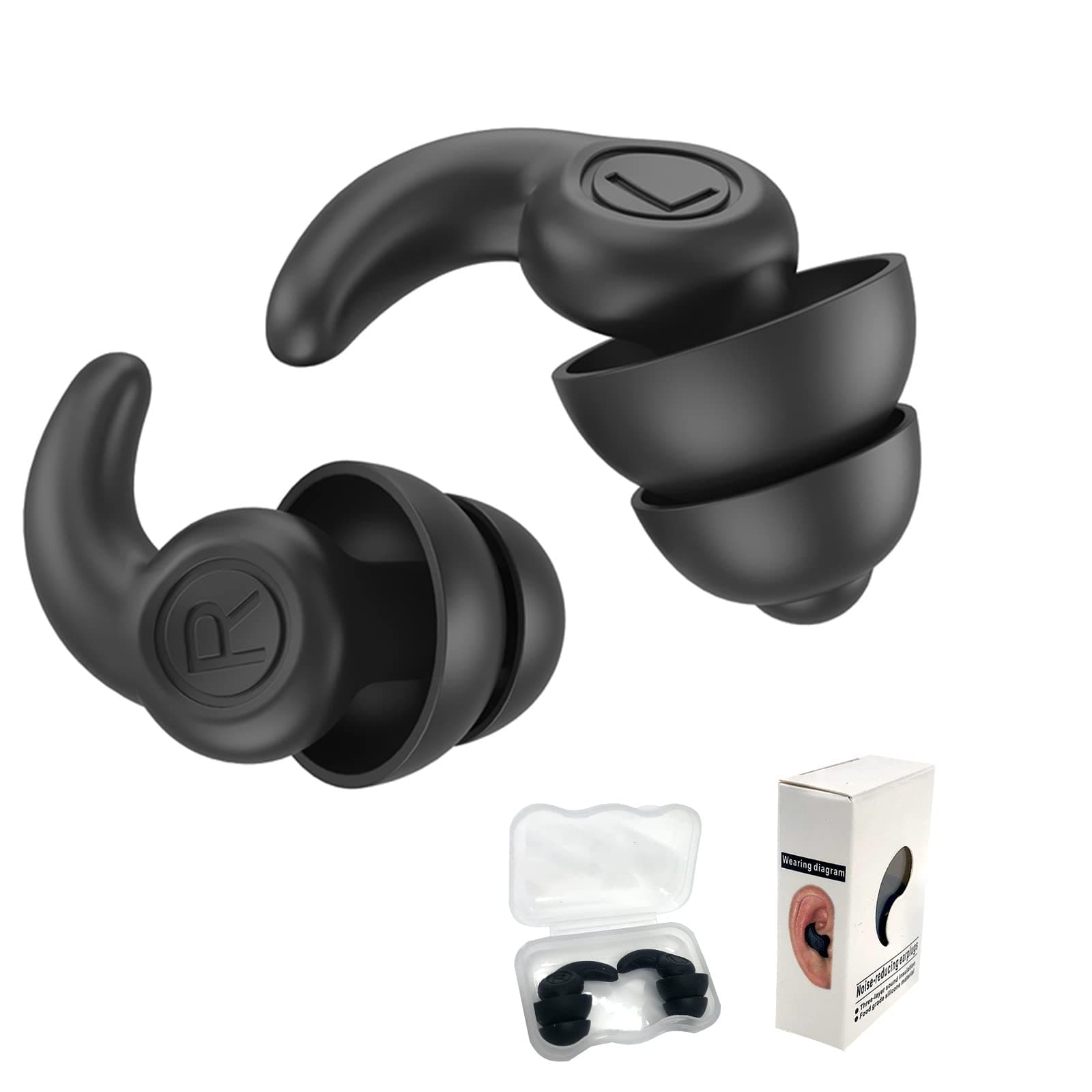 Novelsite Noise Canceling Ear Plugs – Waterproof, Reusable and Washable – Ideal Ear Plugs for Sleeping, Travelling, Partying & More – Give Yourself A Moment of Peace & Tranquility (Black)