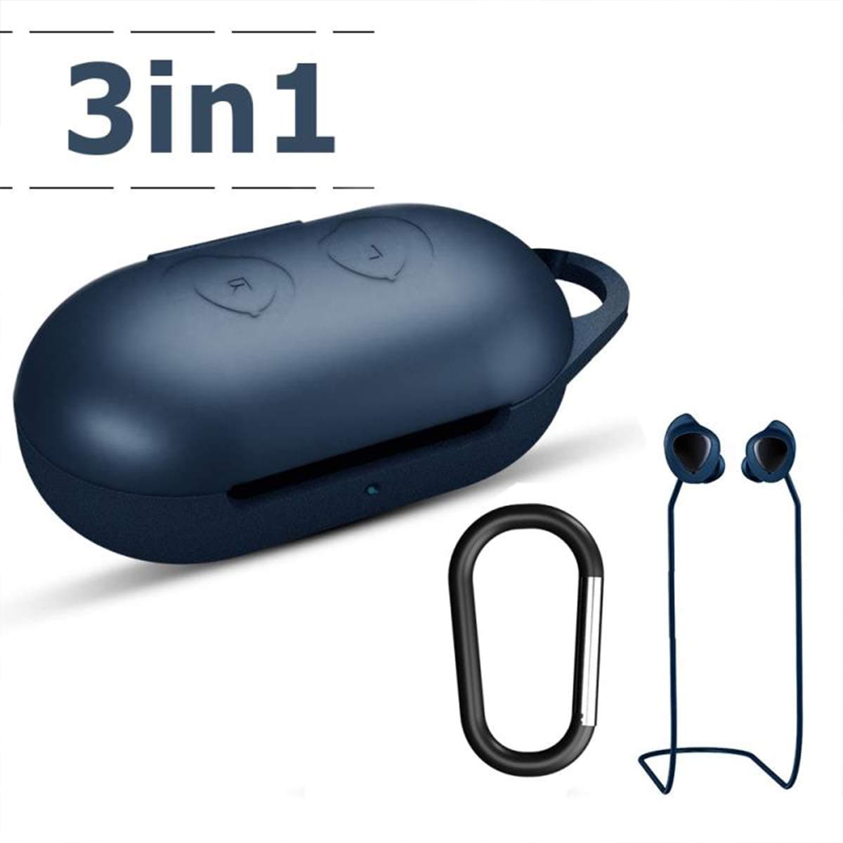 YICTONE Silicone Case for Galaxy Buds 2019, 3 in 1 Silicone Accessories Set Protective Cover, Silicone Case/Keychain/Anti-Lost lanyards Compatible with Samsung Galaxy Buds Plus 2020(Blue)