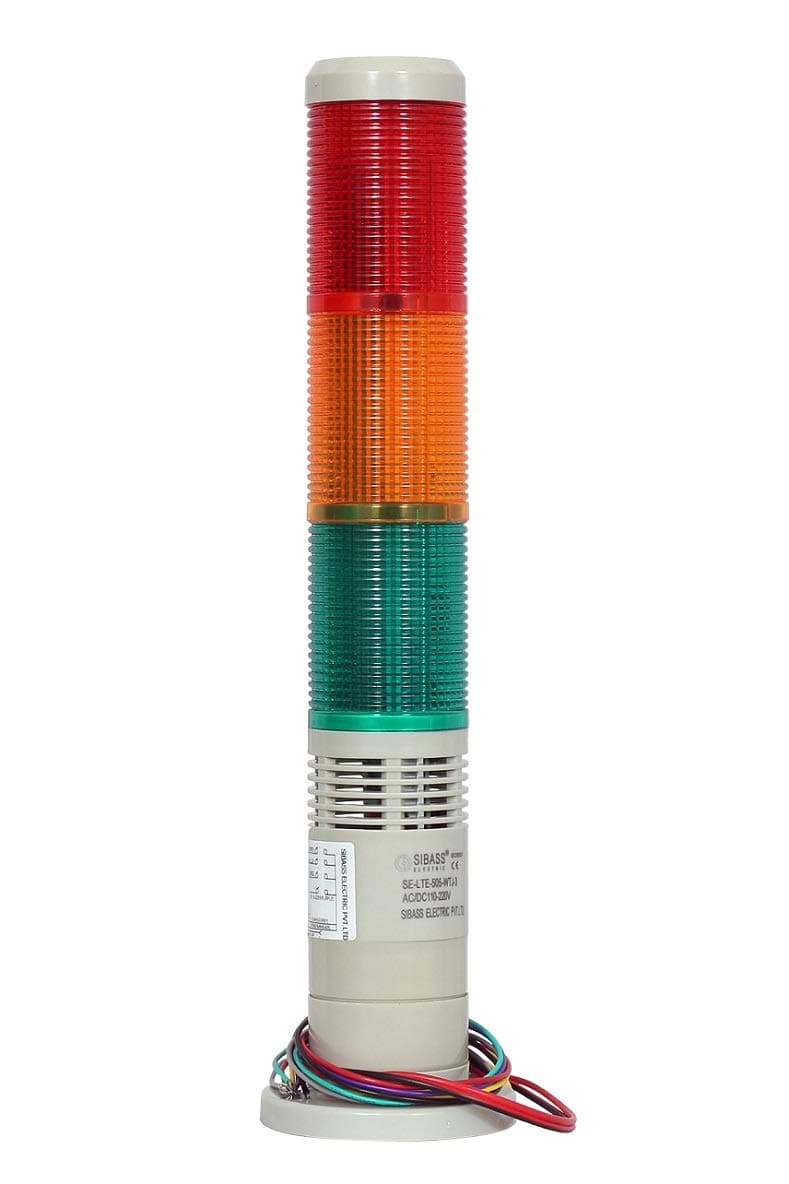 Sibass 220 V AC 3 LED Industrial Signal Tower Lamp with Buzzer, Red Green Yellow.
