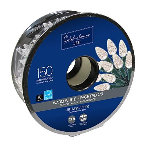 Celebrations 47865-71 LED C6 Faceted Light Bulbs On A Reel, 37', Warm White