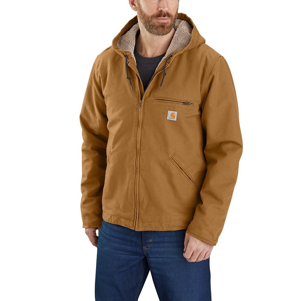 Men's Relaxed Fit Washed Duck Sherpa-Lined Jacket