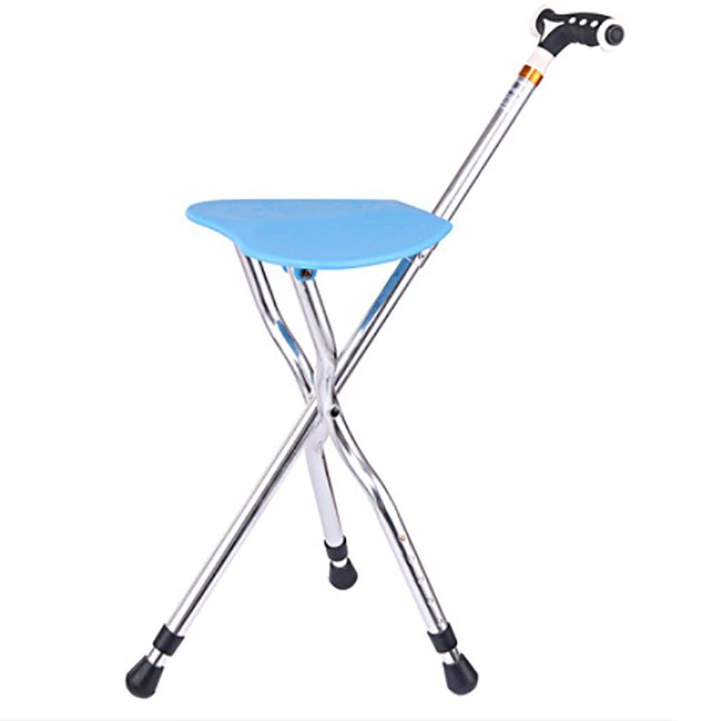 crutch G&M Walking Cane Seat Folding Walking Stick Tripod Spectator Seat for Men and Women Lightweight Travel Seat Plus Cane Mobility Seat Cane Adjustable Folding Walking Cane Chair (Blue)