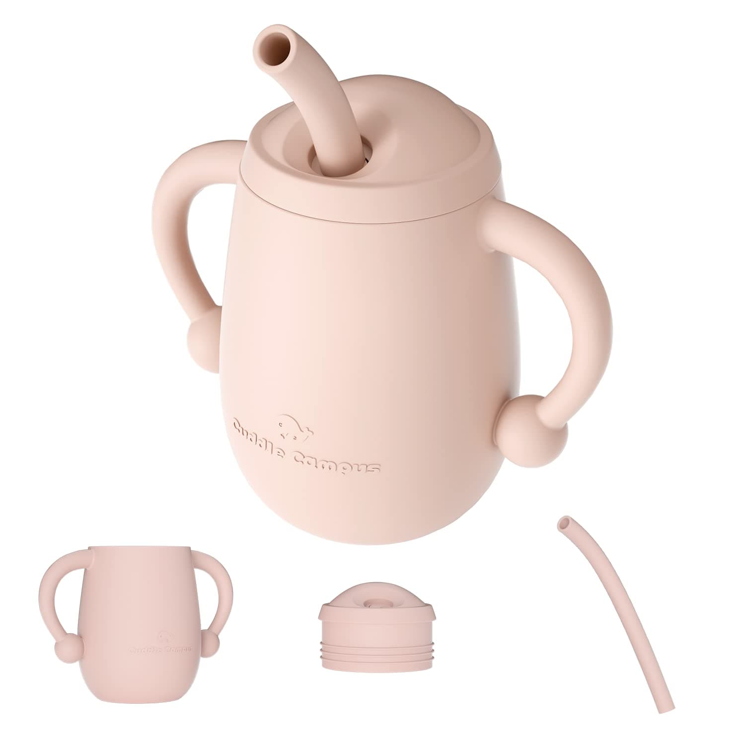 Cuddle Campus100% Silicone Baby Training Cup, Shatterproof Toddler Sippy Cups with Straw, Open Cup for Baby, 6+ Months 4 Oz