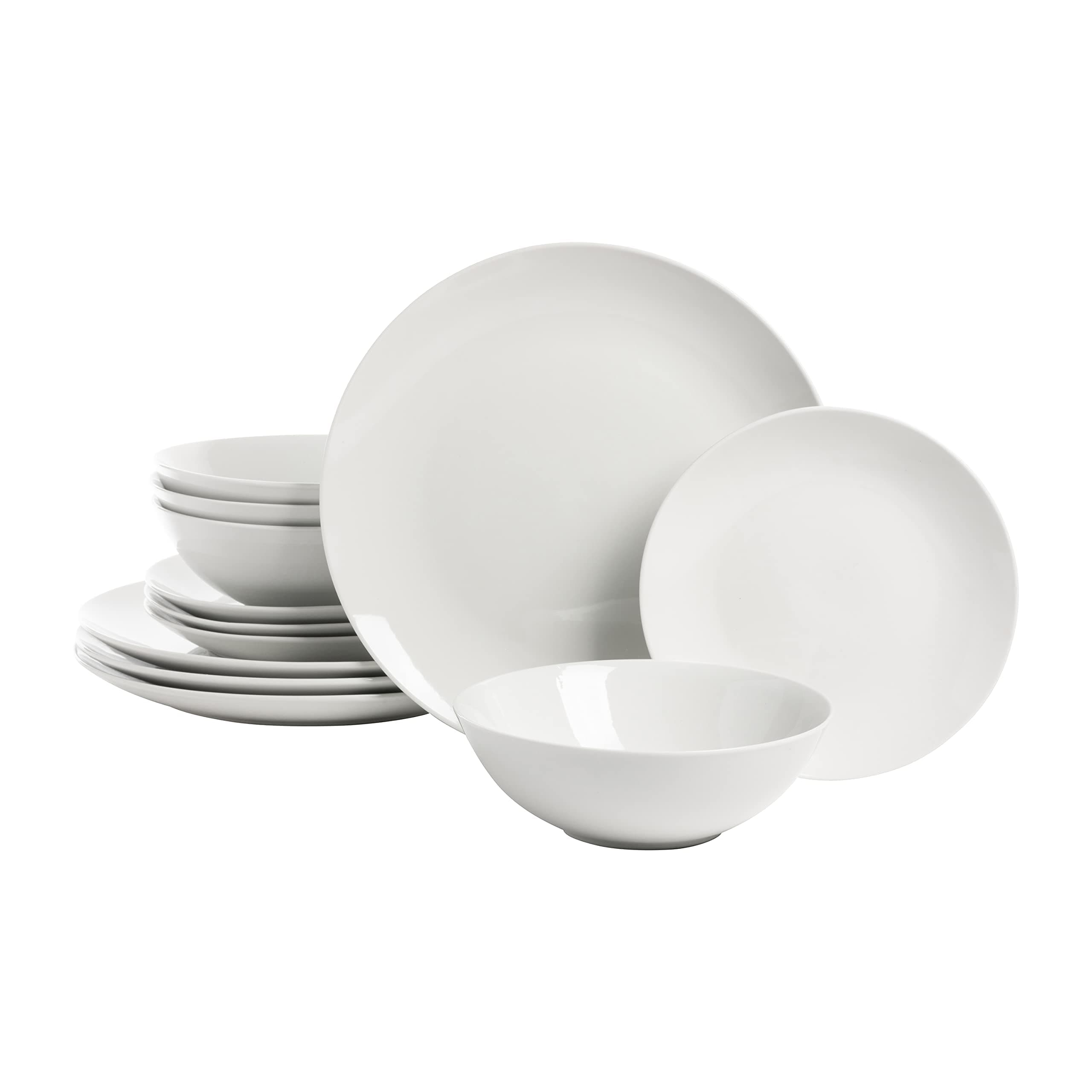Simply Coupe Dinnerware Set, White, Service for 4 ( 12 Piece)