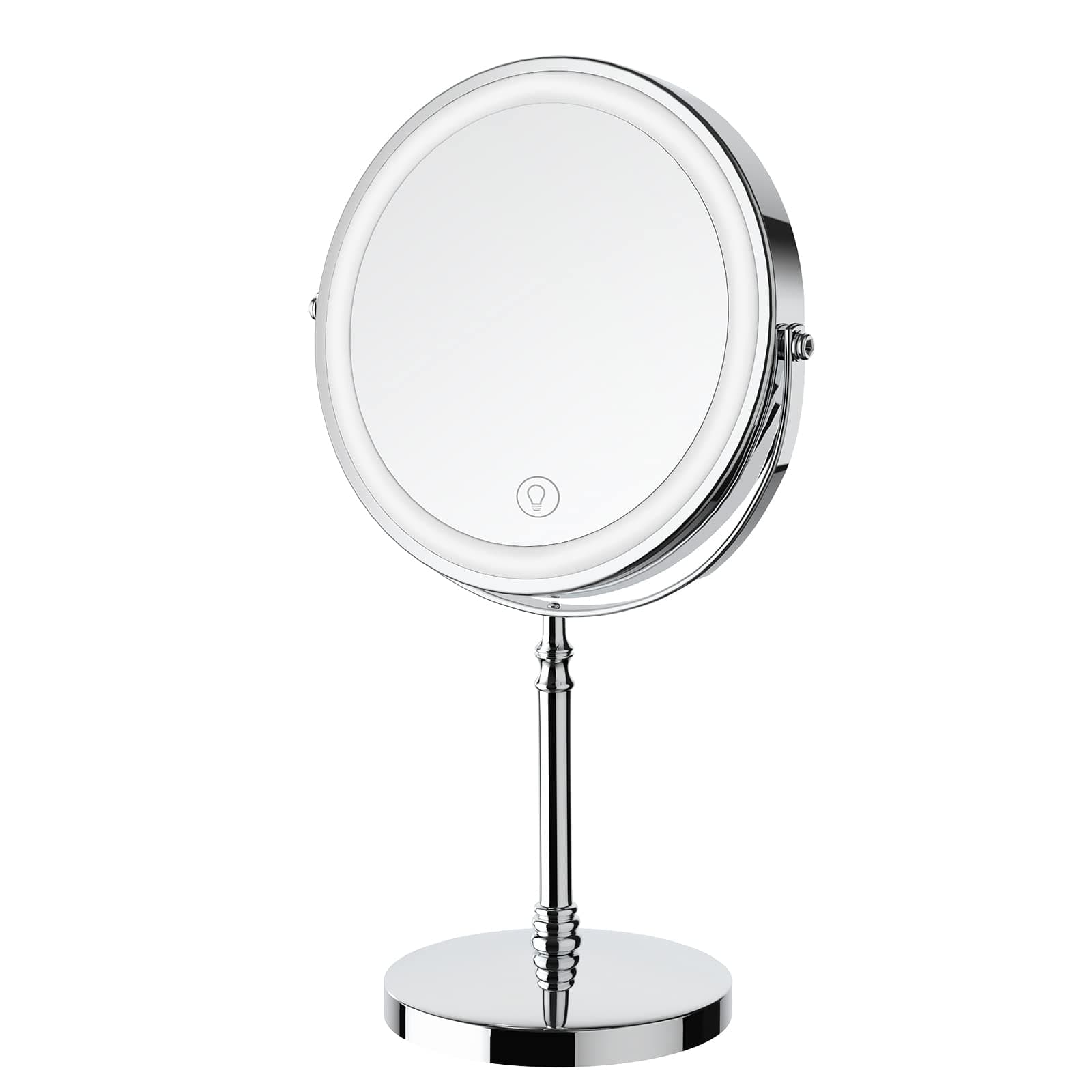 Lighted Makeup Mirror, 3000 mAh Rechargeable Double Sided Magnifying Vanity Mirror with 3 Colors, 1x/10x, 360° Rotation , Brightness Adjustable Magnification Cosmetic Light up Mirror, Women Gift
