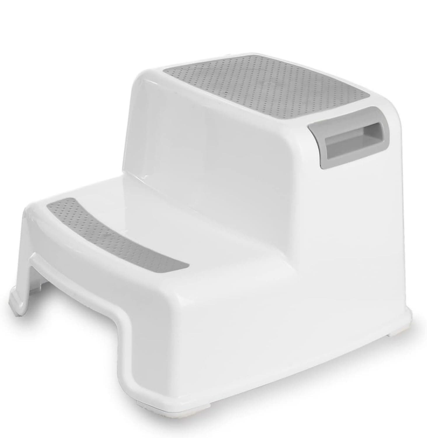 Mumoo Bear Dual Height Step Stool for Kids Toddler's Potty Training and Use in the Bathroom or Kitchen Versatile Two Design Growing Children Soft Grip Steps Provide, white