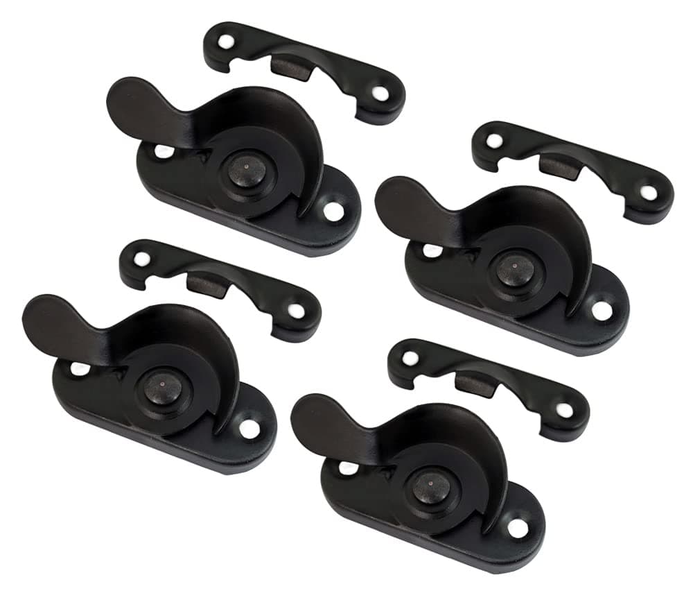 QCAA Steel Window Sash Lock, CTC 2", Matte Black, 4 Pack, Made in Taiwan
