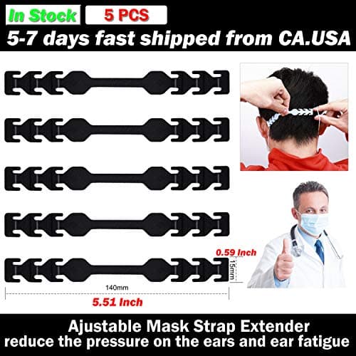M-A-sk Strap Extender, Adjustable Anti-Slip M-A-sk Ear Grips, Comfortable M-A-sk Hook Belt Black