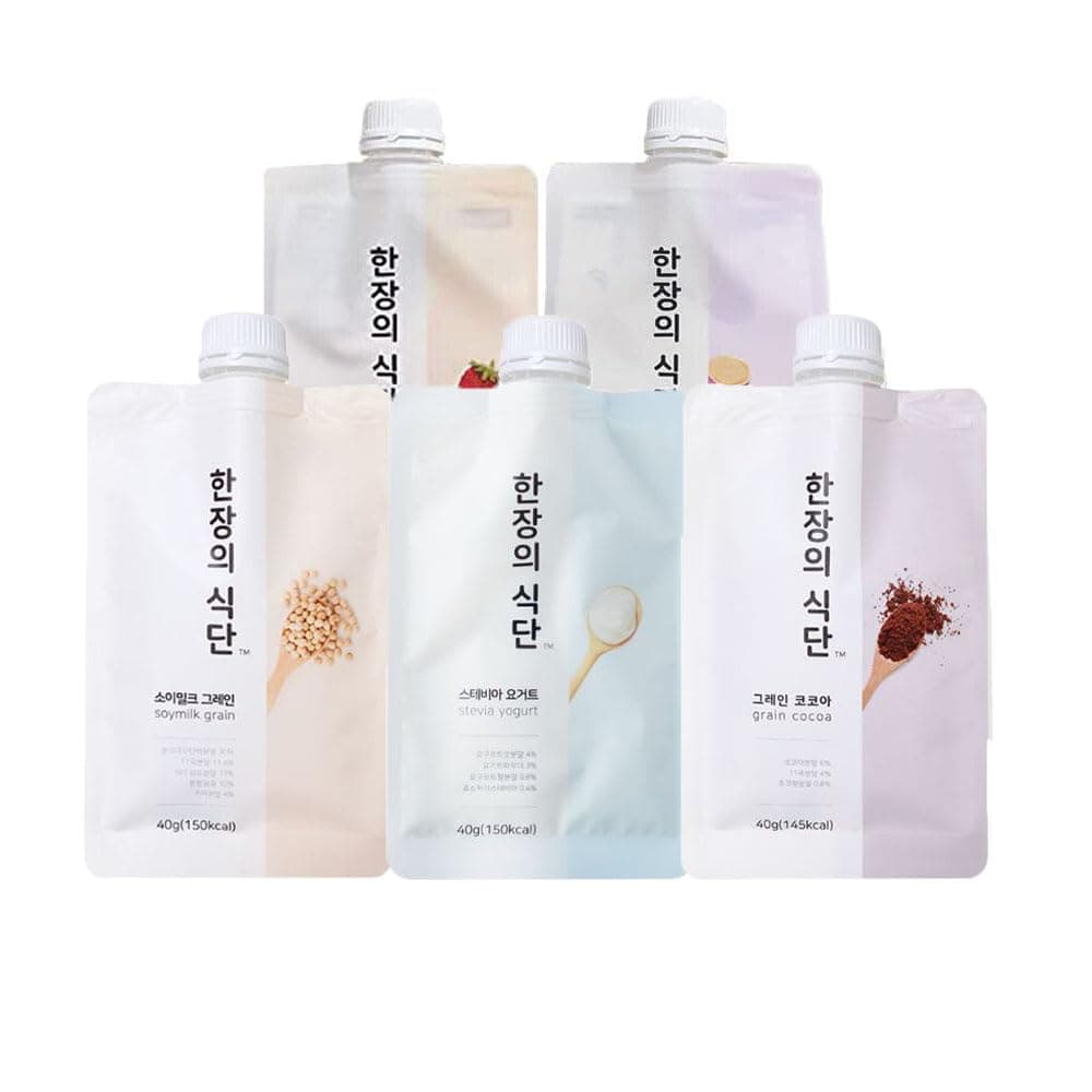 On-the-Go Meal Replacement Powder 40g x 5 Pouches (Pack of 1) - Korean Healthy Shake Breakfast Simple Meal [한장의 식단] (A Pack of Each 5 Flavor)