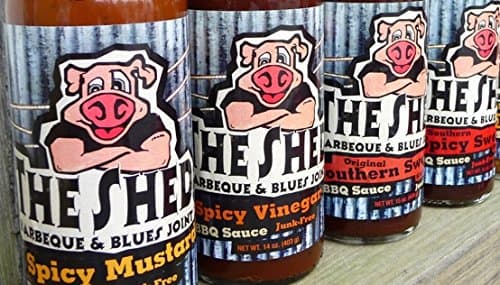 The Shed Barbeque & Blues Joint BBQ Sauce Sampler 13.5oz-15oz Bottle (Variety Pack of 4 Different Flavors)