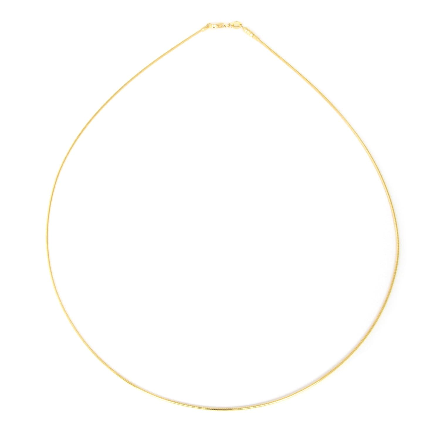 1mm 18K gold plated on solid sterling silver 925 Italian Omega chain necklace chocker with spring ring clasp - 12 14 16 18 20 22 24"