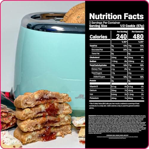 My Cookie Dealer Soft Baked Cookies, Strawberry Toaster Pastry (12-Pack, 4oz Cookie) - Strawberry Pop-Tarts & White Chip Batter, Filled with Strawberry Jam - Individually Wrapped Travel Snacks