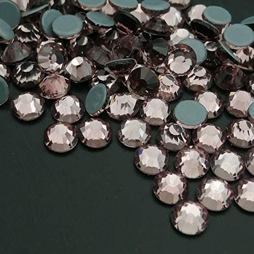 Queenme Round Hotfix Rhinestones Glass Flatback Crystals Hot Fix Stones Dazzling Gems for Clothing Shoes Jewelry Fabric Crafts (720pcs 4.7mm SS20, Light Amethyst)