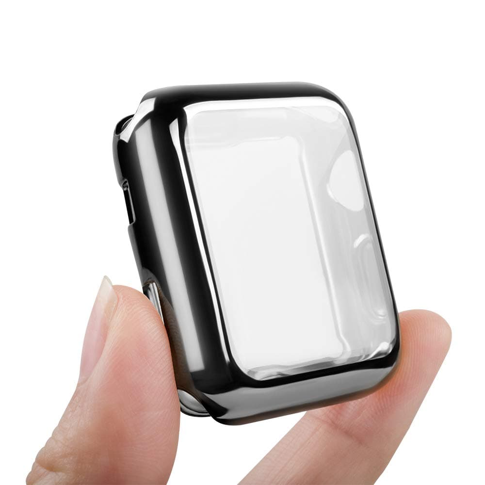 42mm Cover Soft TPU Anti-Scratch Lightweight 42mm Iwatch Case All-Around Screen Protector, Optional Cases Compatible with Apple Watch Series 9/8/7 Series SE2/6/SE/5/4 Series 3/2/1 - Black