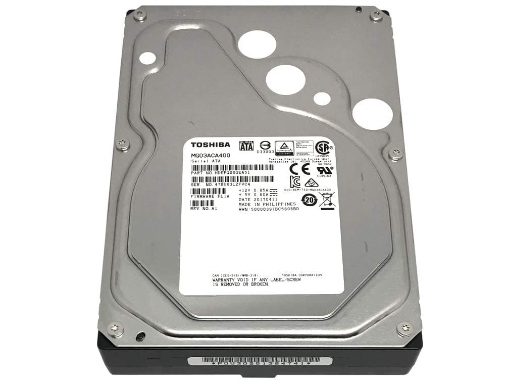 Toshiba MG03ACA400 3.5 4TB SATA III Enterprise Storage Hard Drive 7200RPM 64MB Cache (Renewed)