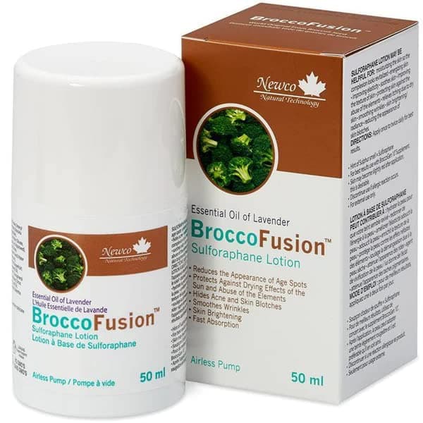 Newco Natural Technology BroccoFusion Sulforaphane Lotion (Lavender, 50ml Pump) | Hydrating Plant-Based Facial Moisturizer w Essential Oils | Ideal For Wrinkles, Age Spots and Aging Skin