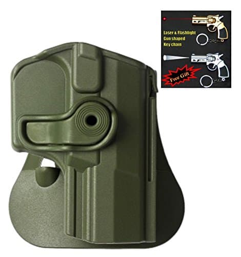 IMI-Z1420 Polymer Retention Roto Holster for Walther M1 (PPQ Classic), M2, Navy SD Pistols + Laser & Flashlight Gun Shaped Key Chain. (Green)