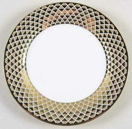 Ciroa Luxe Lattis Gold Porcelain Salad Plates 7 5/8" Diameter Set of 4