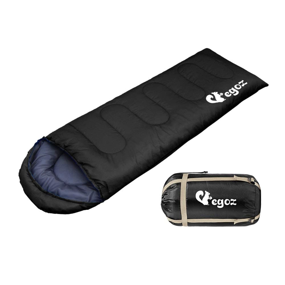 Peanut by EGOZ sleeping bag easy to carry warm adult outdoor sports camping hiking with carry bag lightweight (black)