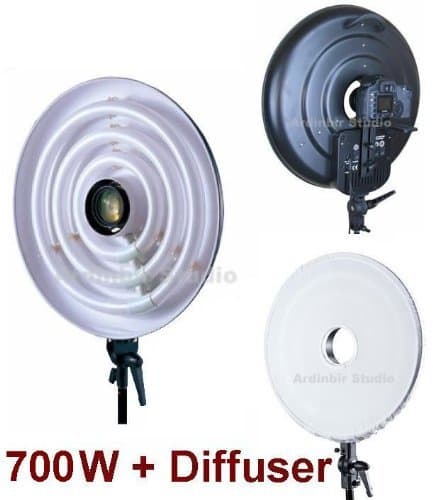 Ardinbir Studio Photo 700W 5400K Daylight Continuous Cool Fluorescent Macro Ring Light Lamp Kit with White Diffuser for SLR DSLR Camera Photography Video Lighting