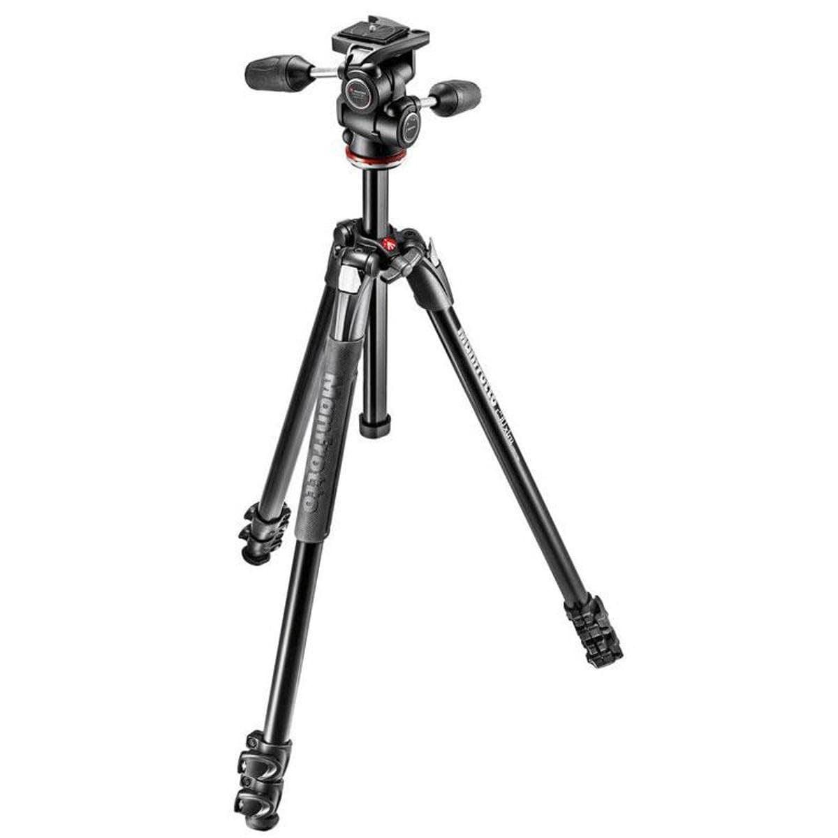 290 Xtra Aluminum 3-Section Tripod Kit with 3-Way Head (MK290XTA3-3WUS), Black