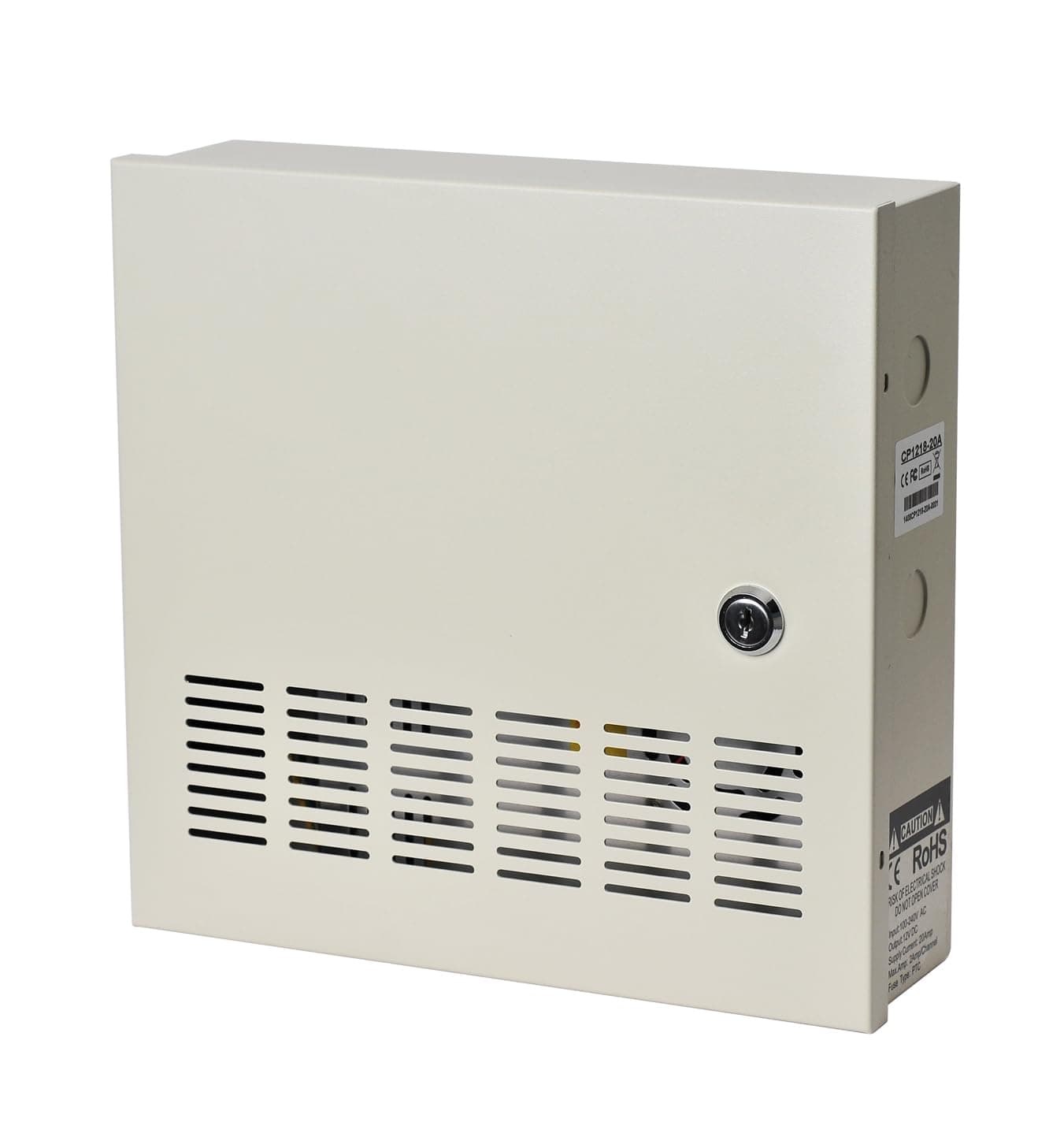 EVERSECU 18 Channel DC12V 30 Amp Reset Fuse CCTV DC Distributed Power Box with AC Plug and Lock for Security Cameras, DVRs, CCTV Power Supply