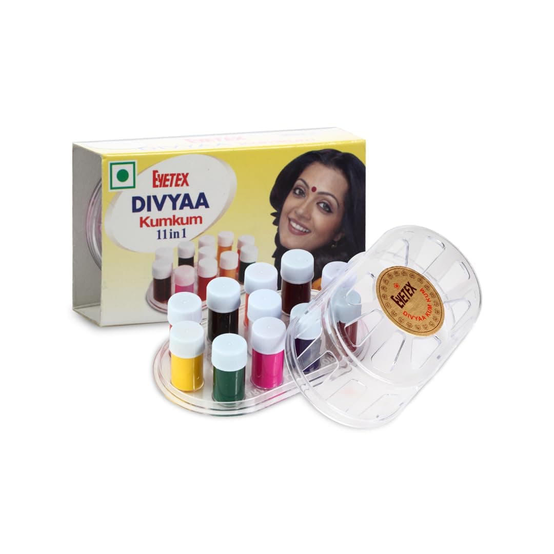 Eyetex Divyaa Kumkum 11 in 1|Multi Colour Liquid Bindi for Women & Girls|Skin-Friendly|17g