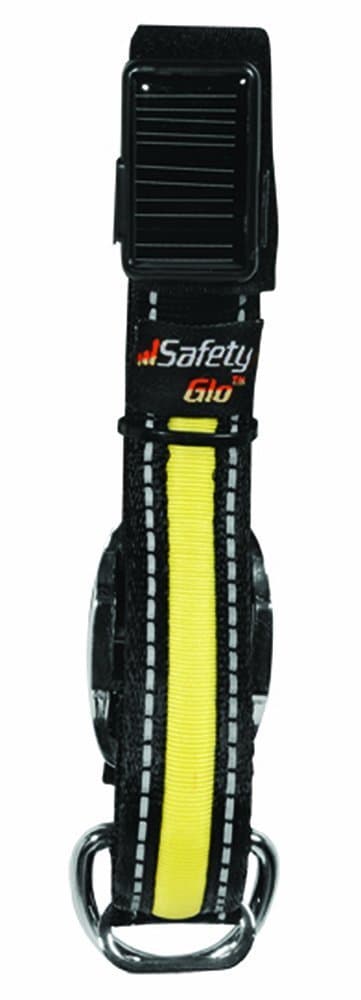 Dogs in Play Solar Powered YELLOW LED Lighted Dog Collar-Medium - Environmentally Friendly, Powered by the Sun or Recharge on Your Computer....USB Cord Included!