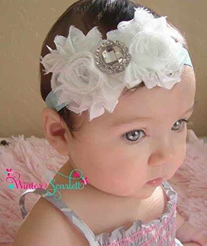 Baby headband. White flower headband, baby headband, baby girl hedband, newborn headband, baptism headbands