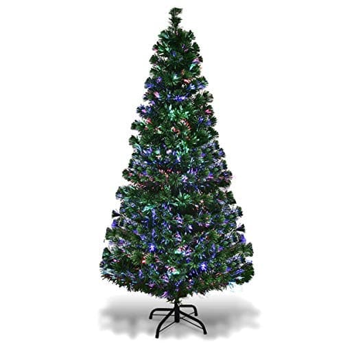 LHONE 3ft/4ft/5ft/6ft Fiber Optic Christmas Tree Small Artificial PVC Christmas Tree with Base (5FT)