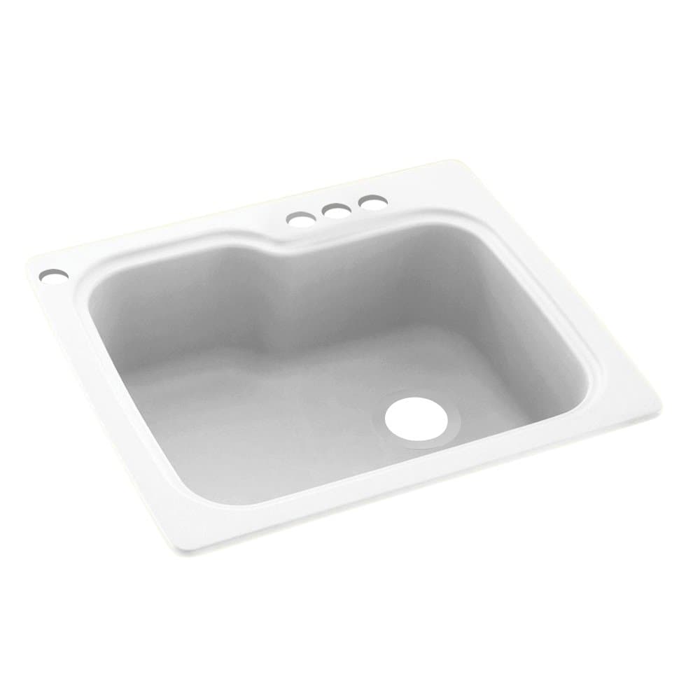 SwanstoneKS02522SB.010-4 4-Hole Solid Surface Kitchen Sink, 25" x 22", White