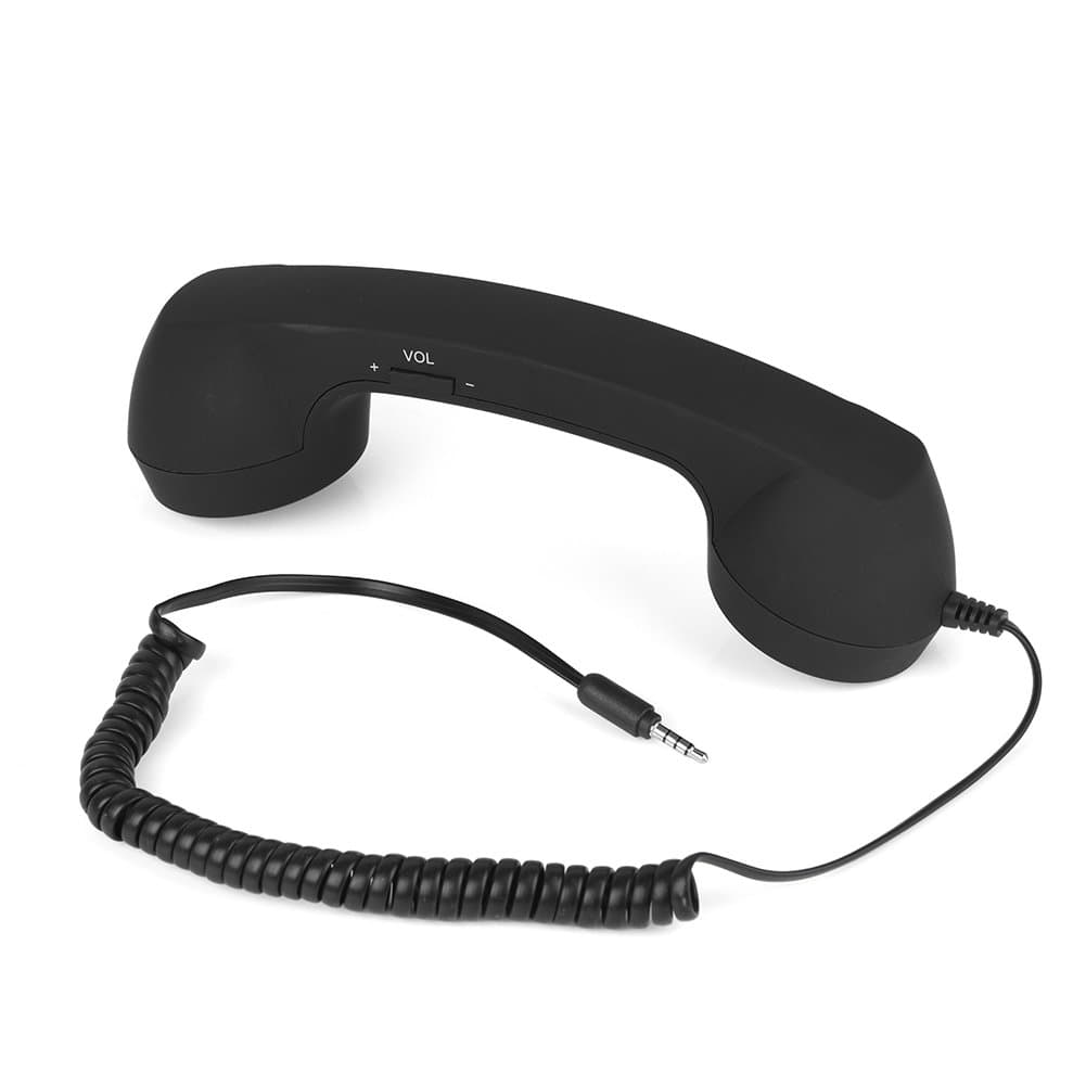 Tonysa Retro Handset, Anti-radiation Vintage Wired Telephone Phone Call Receiver 3.5mm Cell Phone Handset with Mic for Smartphones and Computers(Black)