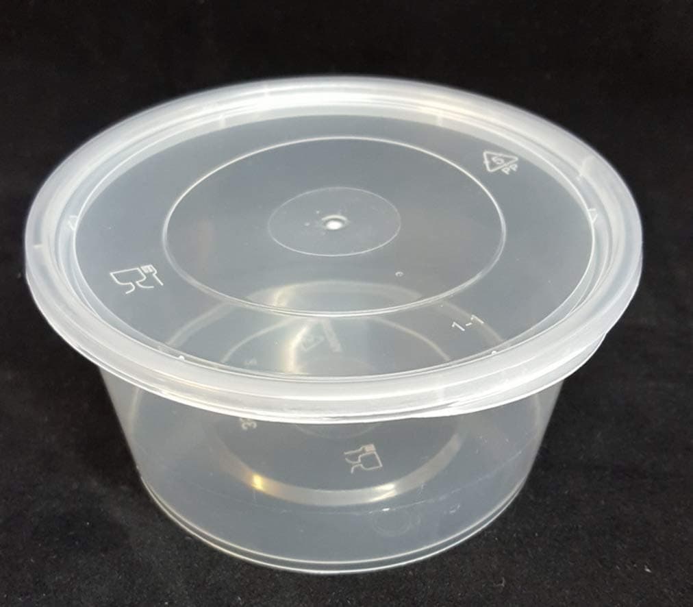 GeneralStoresLtd 50 x Round Plastic Food Grade Storage Containers with 50 Lids - 300ml